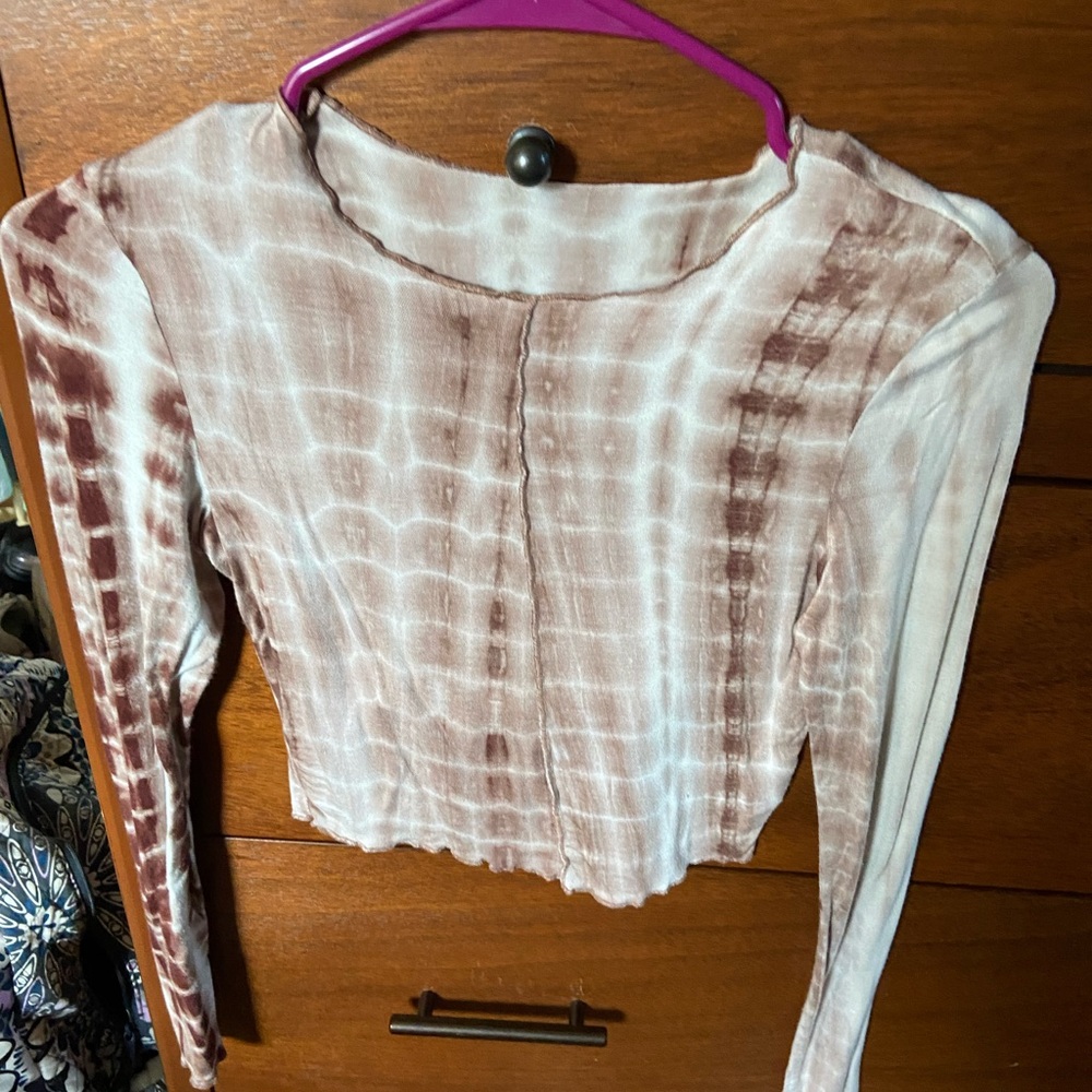 long sleeve sheer crop top